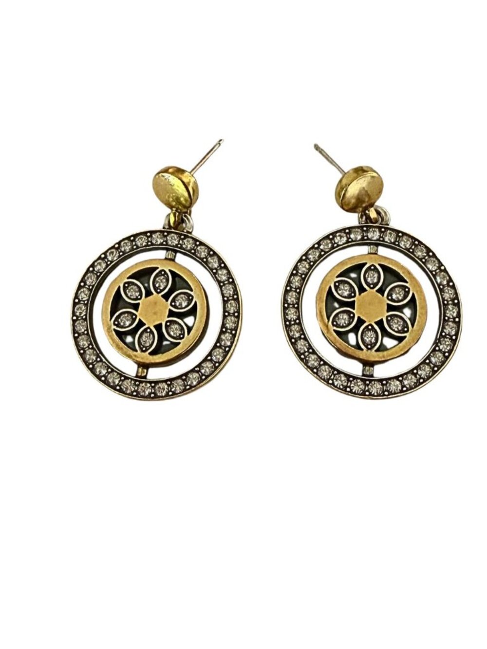 Brighton Flora Shine Petite Drop Earrings – Two Tone Crystal